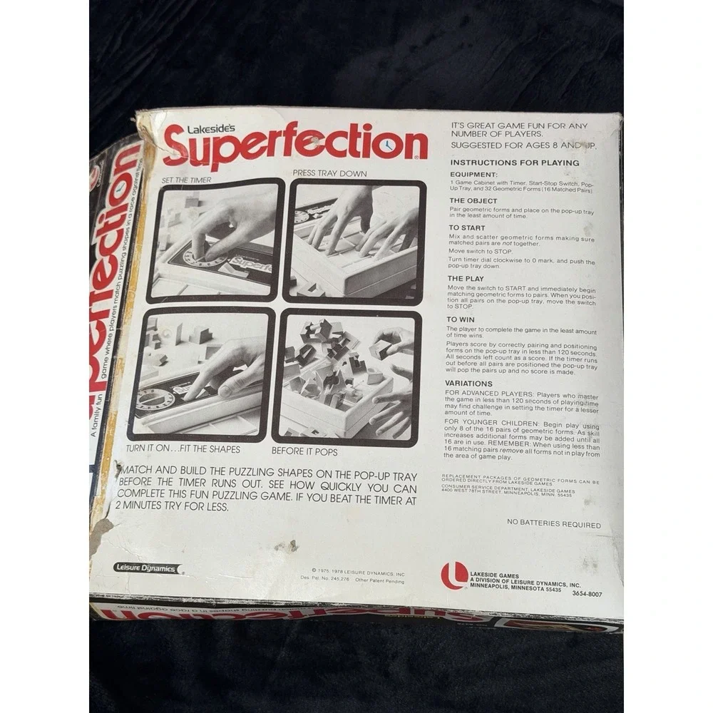 Vintage Lakeside Superfection Puzzle Game Complete 1978 Retro Family Game